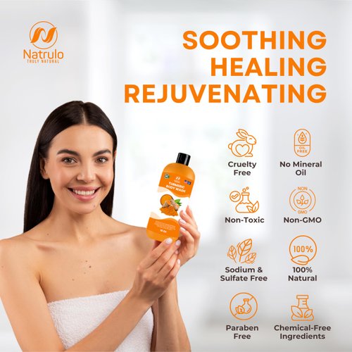 Turmeric Body Wash – Skin Brightening Turmeric Soap for Dark Spots, Hyperpigmentation – Exfoliating Turmeric Face Wash Reduces Acne, Scars, & Cleanses Skin – Natural Turmeric Liquid Soap Made in USA