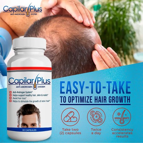 CalviStop | Capilar Plus with Anti-Androgen System | Hair Growth Supplement | Hair Loss Treatment | Healthy Skin, Hair & Nails - Count 60 (2)