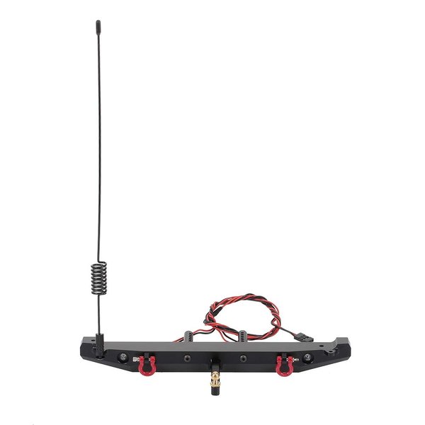 GoolRC RC Car Metal Rear Bumper with 2 LED Light Antenna Tail Hook for TRX-4 RC4WD Axial SCX10 Car