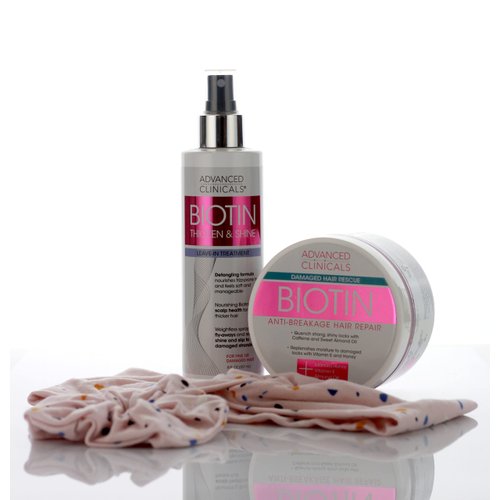 Advanced Clinicals Biotin Hair Mask Anti-Breakage Hair Repair Mask + Biotin Leave-in Hair Conditioner Treatment, 2-Piece Set To Repair Split Ends, Support Frizzy Hair, & Replenish Moisture, 2PC Set