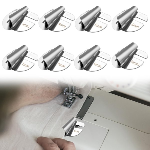 8Pcs Sewing Rolled Hemmer Foot Universal, 3-10mm Rolled Hem Presser Foot Sewing Machine Presser Feet, 8 Sizes Rolled Hem Pressure Foot Rolled Hem Attachment for Sewing Machine Home Industrial Supply