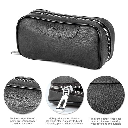 Scotte PU Leather Tobacco Smoking Wood Pipe Pouch case/Bag for 2 Tobacco Pipe and Other Accessories(Does not Include Pipes and Accessories)