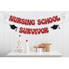 Nursing School Survivor Banner, Congrats Nurse BSN/ RN Grad Party Decorations, 2024 Nurse Medical School Graduation Decor, Congrats Grad Class of 2024 Nursing School Graduation Party Supplies Silver