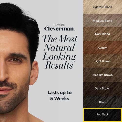 Cleverman Jet Black Hair & Beard Dye Kit for Men, All-in-One Reusable Mens Hair Color, Natural Gray Coverage, Ammonia-Free Beard Mustache Dye for Men