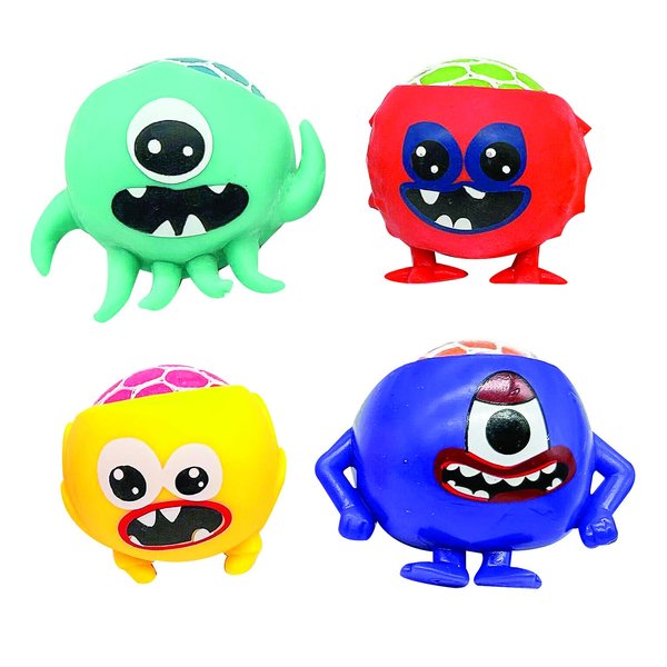 Raymond Geddes Monster Brain Mesh Stress Balls (Set of 12) - Hand Exercise Sensory Mesh Squeeze Ball – Squishy Brain Toy