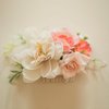 Fangsen Silvery Wedding Freesia Rose Baby Pink Buds Flowers Floral Comb With Hair Clip Floral Hair Headpiece Christmas Festival Headpiece Women Girls Party