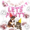 Esweny Dog Cat Birthday Party Supplies,Dog Paw Print Balloons Sequined Balloon,Lets Pawty Balloons, Happy Birthday Banner Foil Balloons Pet Party Decoration
