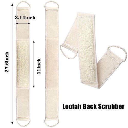 Loofa Body Scrubber - 4 PCS Exfoliating Loofah Back Scrubber Natural Luffa Shower Bath Sponge Exfoliating Washcloth Face Scrubber Pad for Deep Clean & Invigorate Your Skin