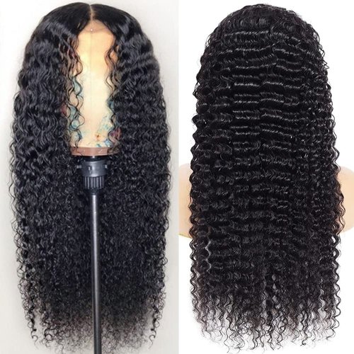 Deep Wave Lace Front Wigs Human Hair 180% Density Curly Lace Front Wig Human Hair 13x4 Lace Frontal Wigs for Black Women with Baby Hair and Special Designed Adjustable Straps (Deep Wave Wig, 24 Inch)