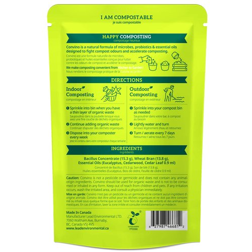 Convino: A Compost Starter/Accelerator Which Help to Reduce Kitchen Waste Odor and Convert Yard Waste to Fertile Humus for All Composting Systems. Comes in 1 Package That Contains 4 Packets Inside