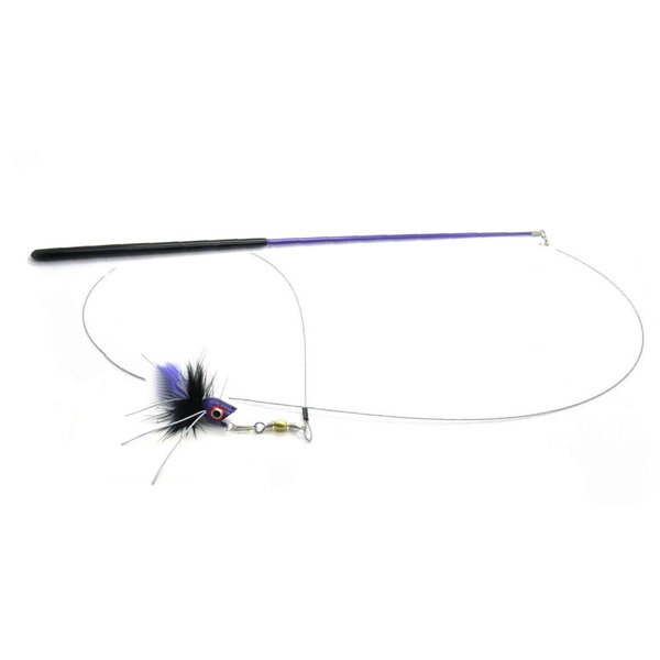 Kats'N Us Cat Toy Teaser Wand with Bugsy Bug Fly KatFly Teaser - Purple
