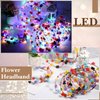 30 Pcs LED Flower Crown LED Flower Wreath Headband Multicolor Light up Headband Lighted Head Band Crown LED Hair Accessories Luminous Floral Headpiece Flower Headdress for Women Girls Wedding Party