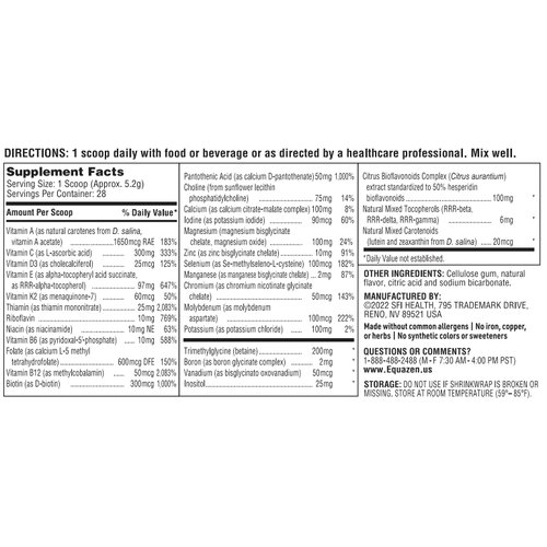 EQUAZEN VitaSpectrum Powder - Nutrients, Vitamins and Minerals Powder for Kids - with Choline, Folate, B12, B6, Vitamin E, and Vitamin D (5.15 oz)