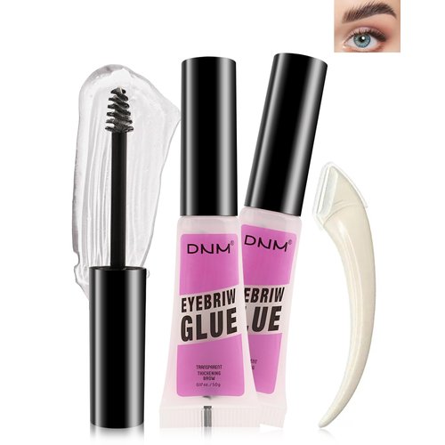 Strong Hold Clear Brow Gel, 2Pcs Waterproof Eyebrow Setting Gel, Long-Lasting Transfer-Proof Eye Brow Glue Makeup, Precise Brush for Fast Brow Sculpt, Lift and Shaping, Gel Para Cejas-01 Transparent