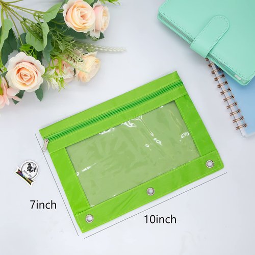 3 Ring Binder Pencil Pouchs，Zippered Binder Pouch with Rivet Enforced Hole 3 Ring Pencil Case 5 Packs