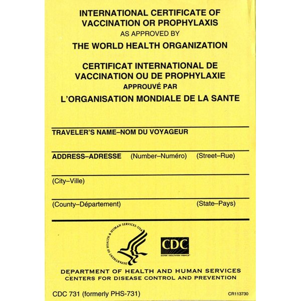 International Certificate of Vaccination with Vinyl Cover