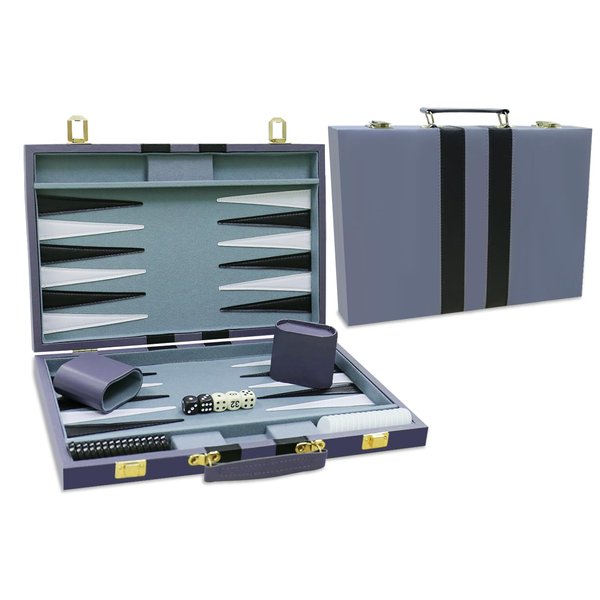 Backgammon Set - Classic Board Game with Premium Leather Case - Portable Travel Strategy Backgammon Game Set for Adults, Kids - Suitable as (11inch, Gray)