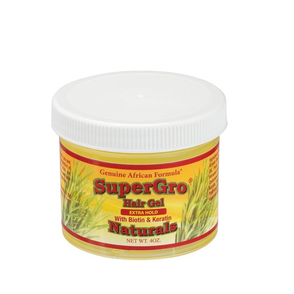 Genuine African Formula SuperGro Hair Gel with Extra Hold-For Breading, Locking, Twisting, Retwisting, Styling-Natural Hair Gel, Frizzy Hair-Hair Care Gel 4oz