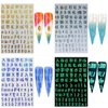 Letter Nail Art Stickers Number Nail Decals Nail Art Supplies Old English Alphabet Nail Sticker Designs Holographic English Font Letters Stickers for Acrylic Nails Decorations (8 Sheets)