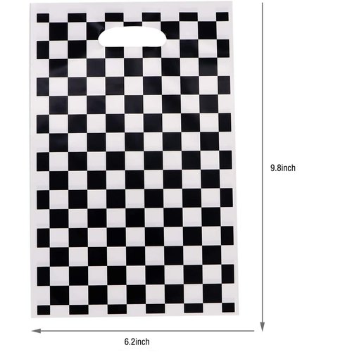 LYK 40 Pieces Black and White Treat Bags With 2 Styles Race Car Themed Candy Bags Car Goodie Bags for Kids Birthday Party Supplies