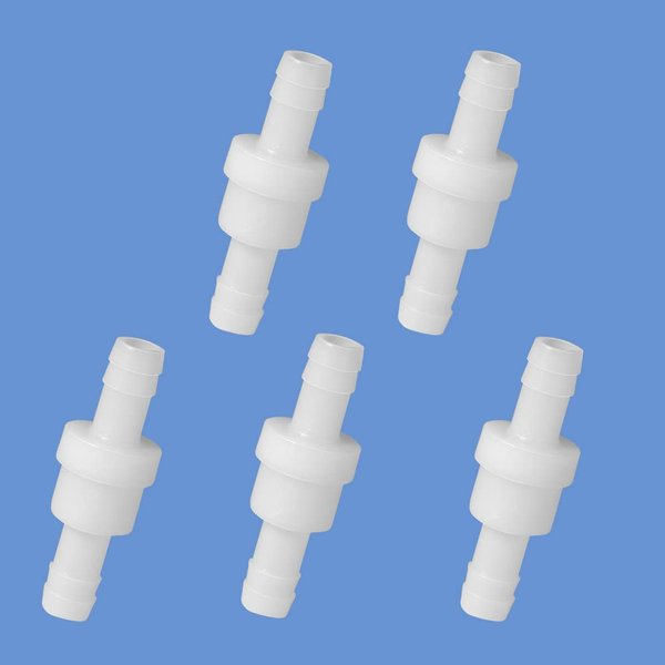 Quickun 1/2" Barb Hose One Way Inline Check Valve Non Return Ozone Resistance PVDF Plastic One-Way Fuel Oil Water Gas Pump Air Check Valve, 2 Pcs