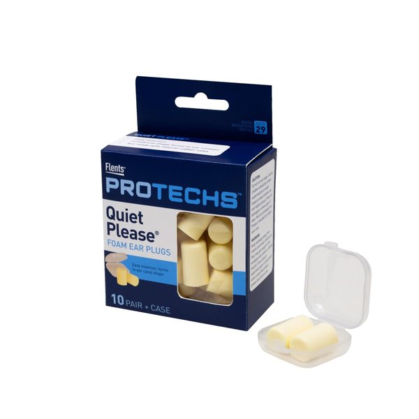 Flents Ear Plugs, 10 Pair with Case, Ear Plugs for Sleeping, Snoring, Loud Noise, Traveling, Concerts, Construction, & Studying, Contour to Ears, NRR 29