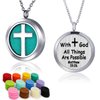 YOUFENG Essential Oil Necklace Diffuser Family Tree of Life Necklace Pendant Aromatherapy Locket Mother's Day Gifts (Cross diffuser necklace)