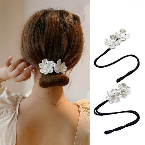 2Pcs Hair Bun Shining Flowers Deft Bun Ball Hair Clip,Hair Bun Deft Bun for Hair Twister,Tie Dye Deft Bun Hair Bun for Long Thick Hair Accessories for Women Girls Bun and Crown Shapers