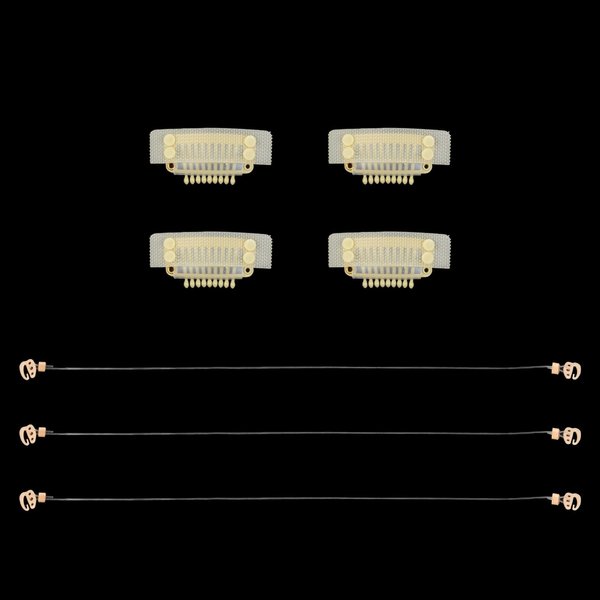 3 Pcs Invisible Elastic Wire Fishing Line with 4 Pcs Stickable Wig Clips for Hair Extensions (Blonde)