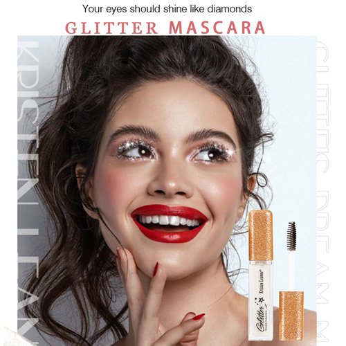 MIESCHER Green Mascara for Eyelashes,Colorful Mascara Waterproof Long Lasting Eye Lash Mascara Shiny Sparkle Diamond Mascara Smudge-proof Lengthening, Defining, Curling,Volume Color Glitter Mascara Makeup Eye Lashes Party Stage Use (#02 Green)