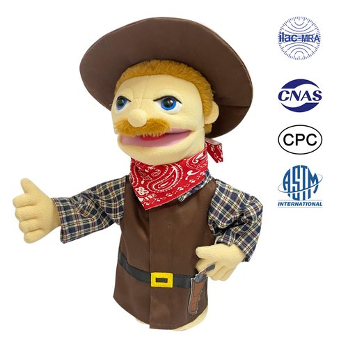 okegztoa 16" Puppets Entriloquist Puppet,Hand Puppets for Kids Plush Cowboy Puppets for Adults with Removable Mouth Puppet for Kids Ages 4-8，Hand Puppet for Adults with Scalable Puppet Control Rod