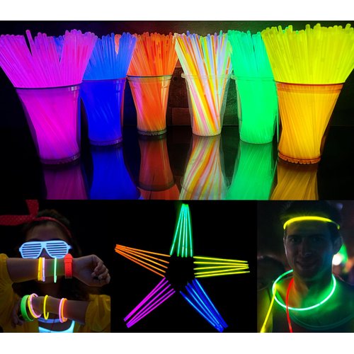 GiftExpress Glow Sticks 150 Pack - 8" Assorted Neon Color Glow In The Dark Glowsticks - Bulk Light Up Party Favors to Make Necklaces, Bracelets & Decorations for Kids