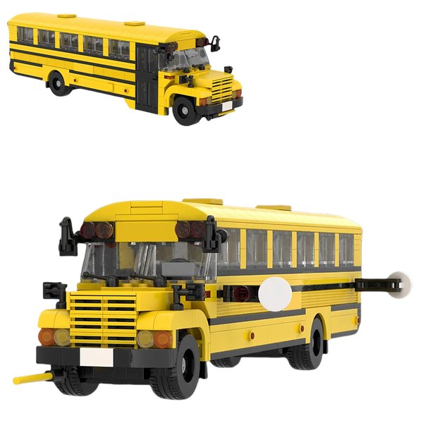 Yellow School Bus Building Blocks Kits，City School Toy Set，Mini Toy Building Block Car，Compatible with Lego 630 Building Accessory，635 Pcs，Gift for Moc Lovers