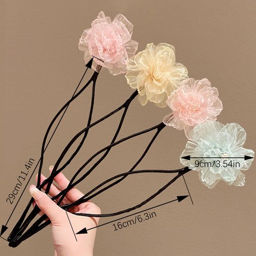 5 Pcs Flower Hair Deft Bun Maker French Lazy Hair Curler Cute Magic Donut Hair Bun Maker Flexible Quick Bun Twister Elegant Hair Accessories for Women Girls