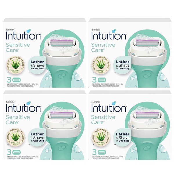 Schick Intuition Sensitive(Aloe) Renewing Moisture Women Razor Refill Cartridges, 12 count(4Pack), New Version 2022