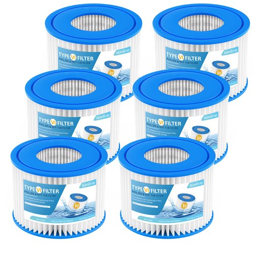 isinlive 6 Pack Type VI Hot Tub Filter and SPA Filter Replacement Compatible with Lay-Z Spa, Intex, Coleman SaluSpa, Swimming Pool Filter Cartridge