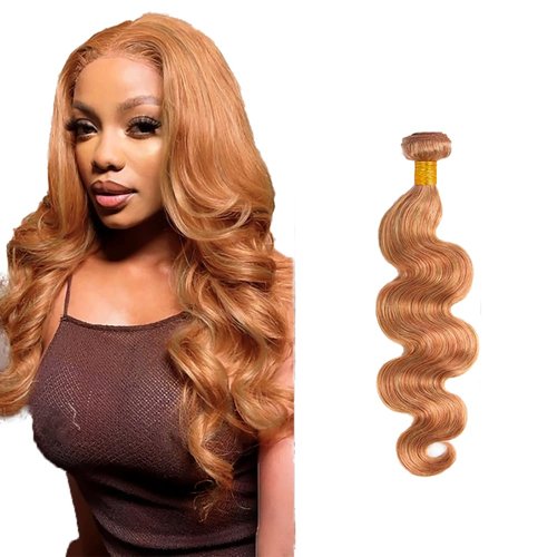30 Inch Honey Blonde Bundles P27/30 Body Wave Human Hair Bundles Brazilian Brown Body Wave Bundles Human Hair Unprocessed Virgin Hair 1 Bundle Color #30 Bundles Hair Extensions