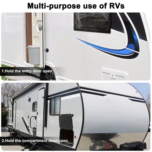 2 Pcs RV Door Holder Magnetic Baggage Door Catch Latch to Keep Door Open, RV Door Stopper for Motorhome Travel,Travel Trailers, Camper (Black)