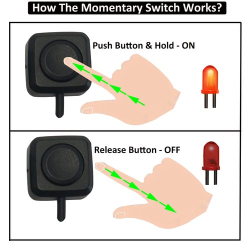 12V 24V Mini Momentary Push Button ON-Off Switch [2-Pack], Easy to Install Surface Mount Button Switch