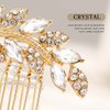 Foyte Crystal Bride Wedding Hair Comb Leaf Bridal Headpieces Rhinestone Hair Pieces Bridesmaid Side Combs Hair Accessories for Women and Girls (gold leaf)