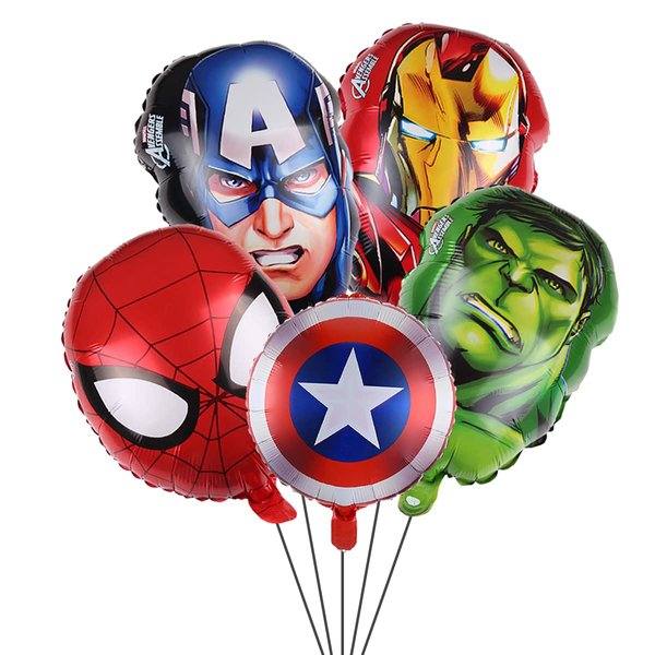 5PCS Aluminium Film Balloons for Superhero Avengers Party,for Superhero Birthday Party Supplies