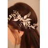 BERYUAN Women Gold Leaf Pearls Crystal Flowers Hair Comb Gold Leaf Flowers Wedding Head Piece Gold Bridal Hair Accessory for Wedding Women and Girls
