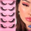 Fox Eye Lashes Wispy Eyelashes 19mm Long Cat-Eye Lashes Angel Wing Lashes Faux Mink False Eyelashes Natural Look 5 Pairs pack(XF06)