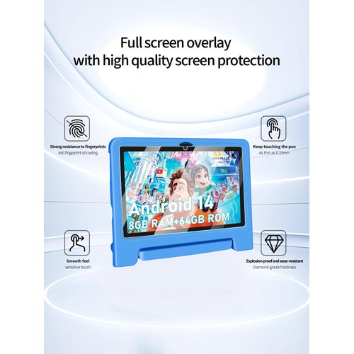 Screen Protector for NRKDUBQ J10P Tablet for Kids, 10.1 inch IPS HD Touchscreen Android 14,Anti-Scratch 9H Hardness Touch Sensitive 2.5D Rounded Edges Bubble Free Easy to Install,2 Pack.