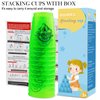 DEWEL Stacking Cup Game with 15 Stack Ways, 24pcs Cup Stacking Set, Sport Stacking Cups BPA-Free Material, Classic Family Game, Great Gift Idea for Stack Games Lover. (Blue & Green)