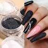 6 Jars Nail Glitter Powder Black White Sliver Dust Sugar Powder, Superfine French Nail Sugar Glitter Iridescent Candy Coat Nails Sweater Design Manicure Decorations DIY Crafts