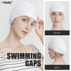 Tripsky Silicone Swim Cap,Comfortable Bathing Cap Ideal for Curly Short Medium Long Hair, Swimming Cap for Women and Men, Shower Caps Keep Hairstyle Unchanged (White)