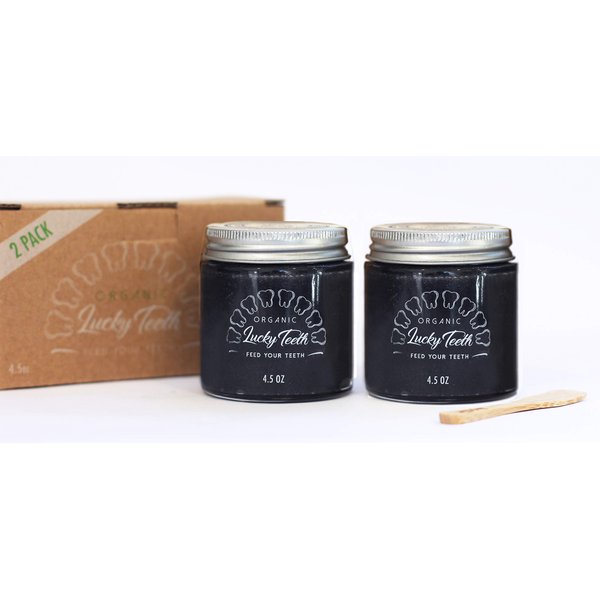 Charcoal Toothpaste Xtra Whitening - 4.5 oz Glass Bottle by Lucky Teeth - All Natural, Organic, Remineralizes and Fortifies Teeth and Gums. (2 Pack)