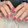 DANMANR Cute Fake Nails Short Press on Almond Nails Pink Full Cover Bow Acrylic Valentine's Day Fake Nails for Women and Girls 24PCS