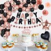 Birthday Decorations Rose Gold Black, ‎KISPATTI 51 Pieces Rose Gold Black Birthday kit with Happy birthday Foil Confetti Balloons, Birthday Party Decorations Supplies for Women Girls 21 30 40 50 70 th
